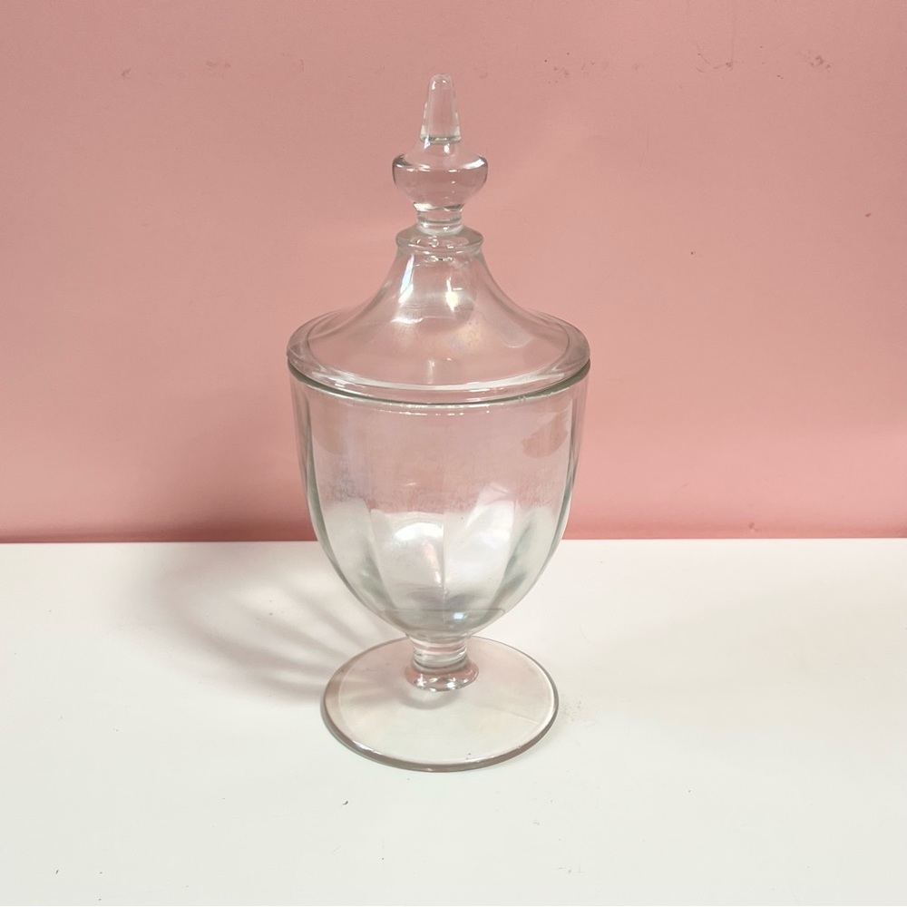Vintage retro art deco iridescent glass jar canister